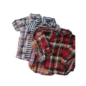 Ralph Lauren Boy Shirts Sz 5 4 Lot of 4 Preppy Plaid Stripe Cotton Button Front